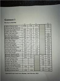Connect 1 bus route - Monday13th February 2023